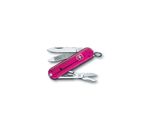 Nóż Victorinox Klasyczny Classic SD 0.6203.T5 Mały transparentny różowy scyzoryk z nożyczkami 06203T5