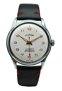 Odrestaurowany Zegarek DELBANA z giloszem prążkowanym
