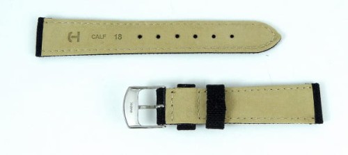 Czarny pasek do zegarka materiałowy PASK-1650118S-18mm