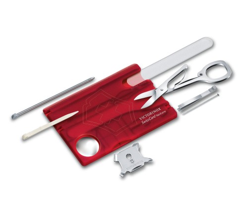 Victorinox SwissCard Nailcare 0.7240.T Czerwona transparentna SwissCard ze szklanym pilniczkiem do paznokci 07240T