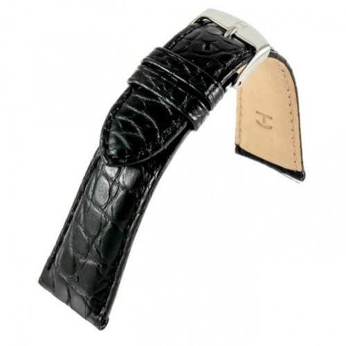 Czarny pasek do zegarka skórzany ORYGINALNY ALIGATOR 0050118S-18mm