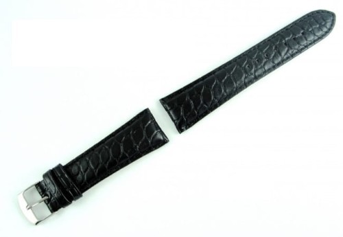 Czarny pasek do zegarka skórzany ORYGINALNY ALIGATOR 0050118S-18mm