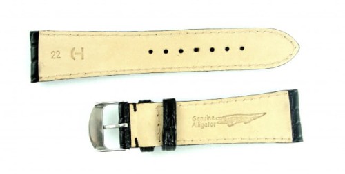 Czarny pasek do zegarka skórzany ORYGINALNY ALIGATOR 0050118S-18mm