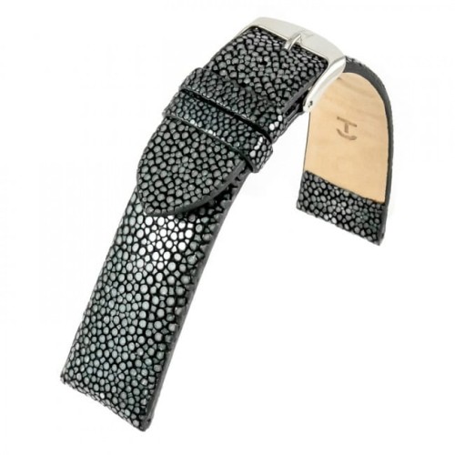 Czarny pasek do zegarka skórzany ORYGINALNA PŁASZCZKA  0010118S-18mm