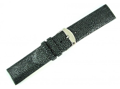 Czarny pasek do zegarka skórzany ORYGINALNA PŁASZCZKA  0010118S-18mm