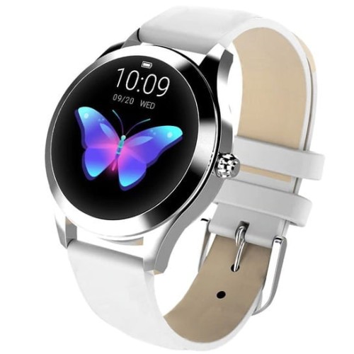Zegarek RUBICON SMARTWATCH Damski Bluetooth srebrny na białym pasku