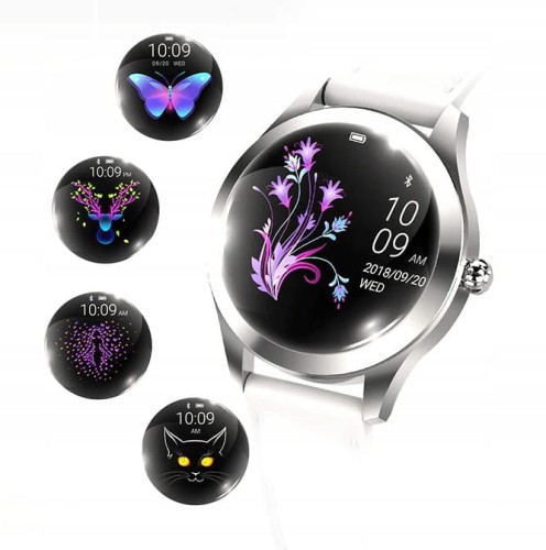 Zegarek RUBICON SMARTWATCH Damski Bluetooth srebrny na białym pasku