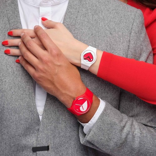 Zegarek Swatch SO29Z112 NEW GENT HALF <3 WHITE Valentine's Day