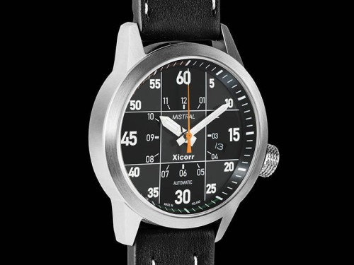 Zegarek Xicorr Mistral czarny z pomarańczowym sekundnikiem X0602