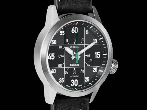 Zegarek Xicorr Mistral czarny z zielonym sekundnikiem X0604