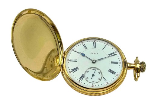 ZŁOTY ELGIN 14K - kieszonkowy zegarek - STAN IDEALNY