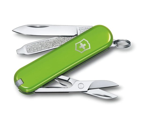 Nóż Victorinox Classic SD 0.6223.43G Mały zielony scyzoryk z nożyczkami i śrubokrętem 0622343G