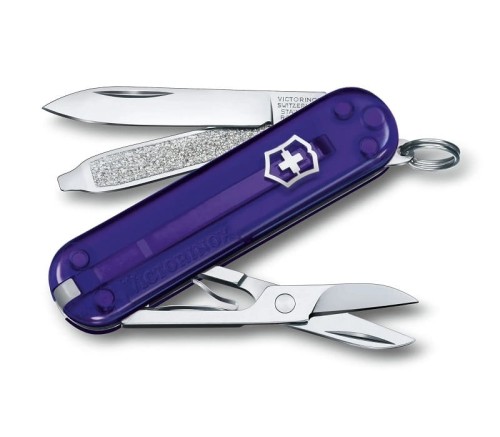 Nóż Victorinox Classic SD 0.6223.T29G Mały fioletowy scyzoryk z nożyczkami i śrubokrętem 0.6223T29G