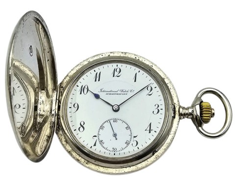 Używany, srebrny zegarek kieszonkowy IWC schaffhausen