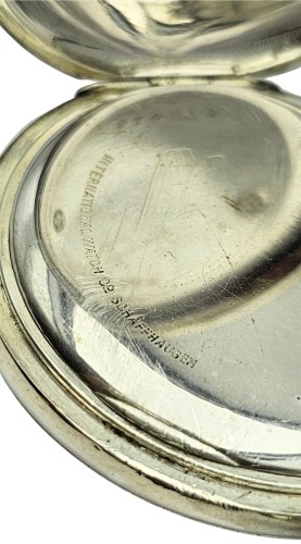 Używany, srebrny zegarek kieszonkowy IWC schaffhausen