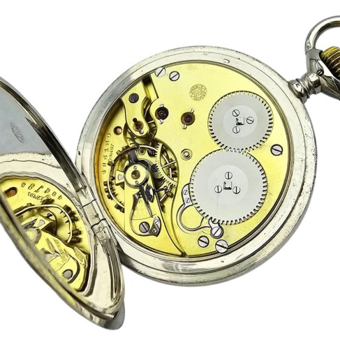 Używany, srebrny zegarek kieszonkowy IWC schaffhausen