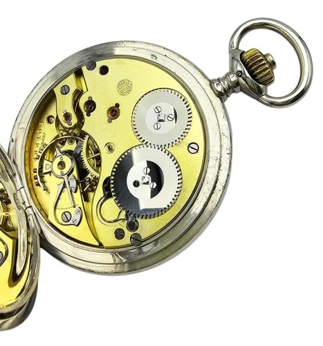 Używany, srebrny zegarek kieszonkowy IWC schaffhausen