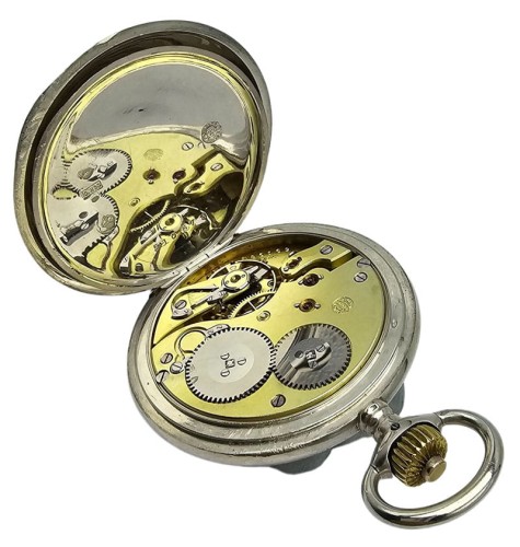 Używany, srebrny zegarek kieszonkowy IWC schaffhausen