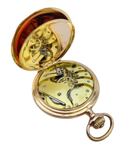 Złoty 14kt zegarek kieszonkowy UNION HORLOGERE BIENNE-GENEVE