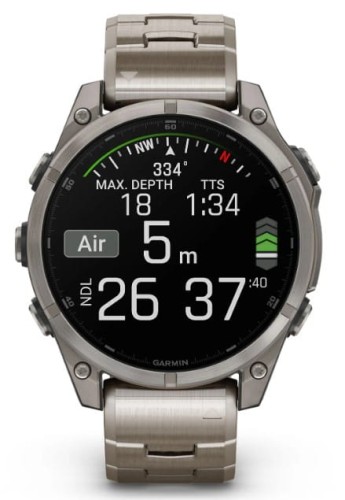 Zegarek GARMIN FENIX 8 47 mm SAPPHIRE AMOLED 010-02904-40 SMARTWATCH (0100290440) Tytanowy z tytanową bransoletą z otworami i dodatkowym paskiem silikonowym