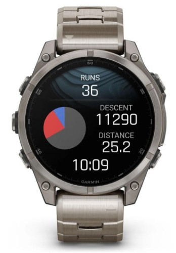 Zegarek GARMIN FENIX 8 47 mm SAPPHIRE AMOLED 010-02904-40 SMARTWATCH (0100290440) Tytanowy z tytanową bransoletą z otworami i dodatkowym paskiem silikonowym