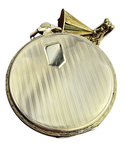 Używany, złoty (14k) zegarek kieszonkowy DOXA pięknie zdobiony z dewizką