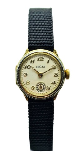 Złota 14K Recta z lat 40. - doskonały stan! Złoty zegarek kraków.