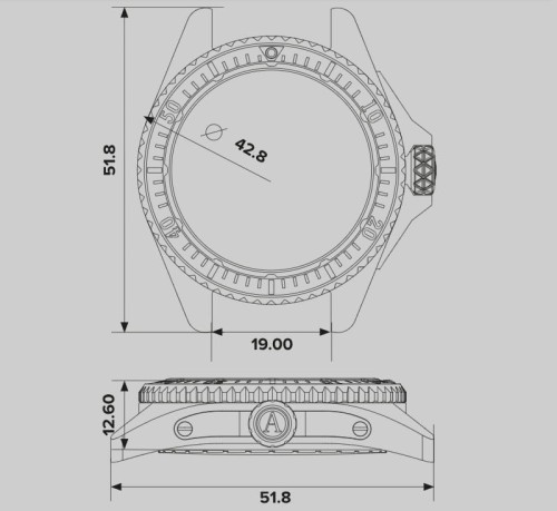Zegarek Aviator XPRO DIVER 200 V.1.42.5.378.6 wymiary