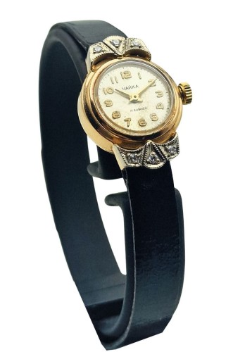 Czajka „Чайка” 1601A złoto 14K z diamentami - doskonały stan!