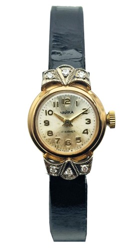 Czajka „Чайка” 1601A złoto 14K z diamentami - doskonały stan!