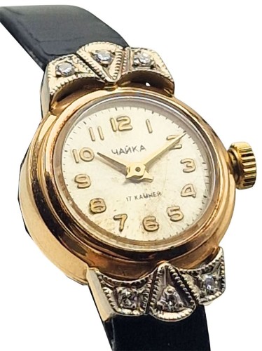 Czajka „Чайка” 1601A złoto 14K z diamentami - doskonały stan!