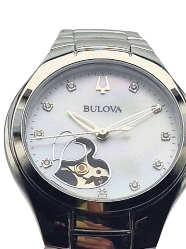 Bulova Automatic Ladies Open Heart - Fabryczny komplet!