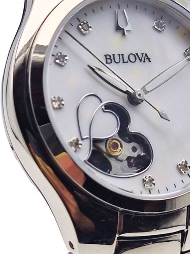 Bulova Automatic Ladies Open Heart - Fabryczny komplet!
