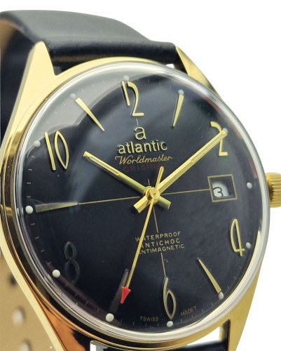 Pozłacany Atlantic Worldmaster Original 17 Jewels - piękny stan!