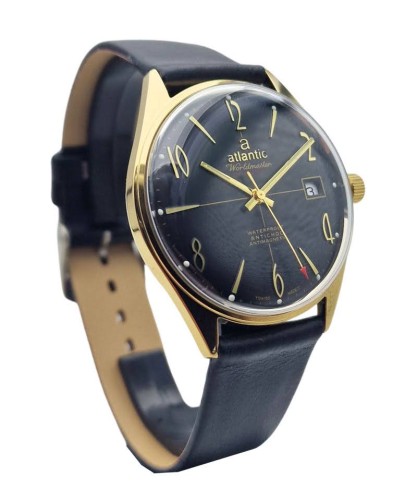 Pozłacany Atlantic Worldmaster Original 17 Jewels - piękny stan!