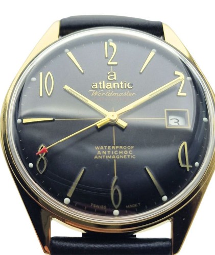 Pozłacany Atlantic Worldmaster Original 17 Jewels - piękny stan!