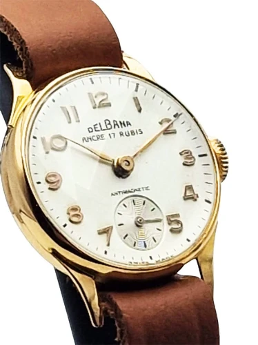 Złota 18K damska Delbana lata 50. - doskonały stan!