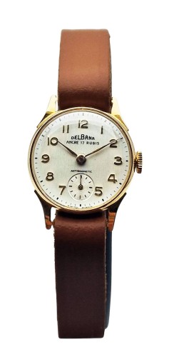 Złota 18K damska Delbana lata 50. - doskonały stan!