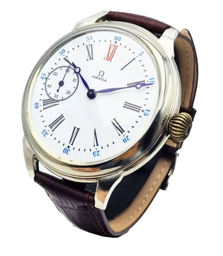 Porcelanowa tarcza Omega – biała emalia, czerwona 12, zegarek premium