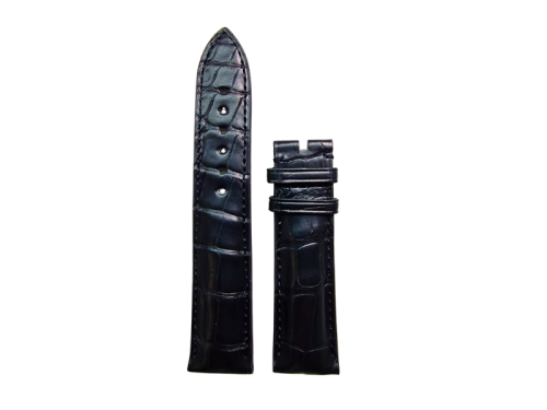pasek Alpina z czarnej skóry krokodyla 22mm