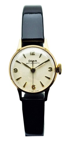 Damska złota 14K Doxa Anti-Magnetic z lat 50. - perfekcyjny stan!