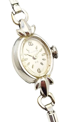Damska Bulova z 14-karatowego białego złota 1960r. - doskonały stan!