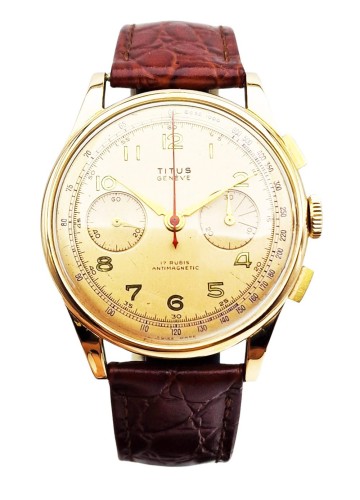 Złoty 14K Titus Genève Chronograph - doskonały stan! Kraków