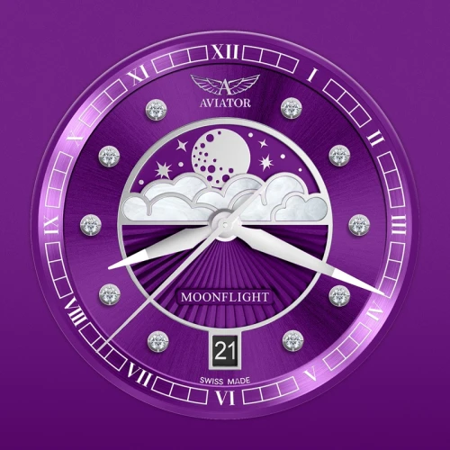 Zegarek Aviator Douglas Moonflight Diamonds Limited Edition V.1.33.0.361.5 tarcza