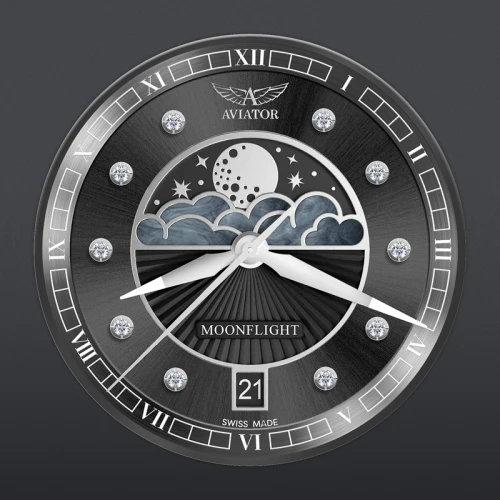 Zegarek Aviator Douglas Moonflight Black Diamonds Limited Edition V.1.33.0.381.4 (V13303814)