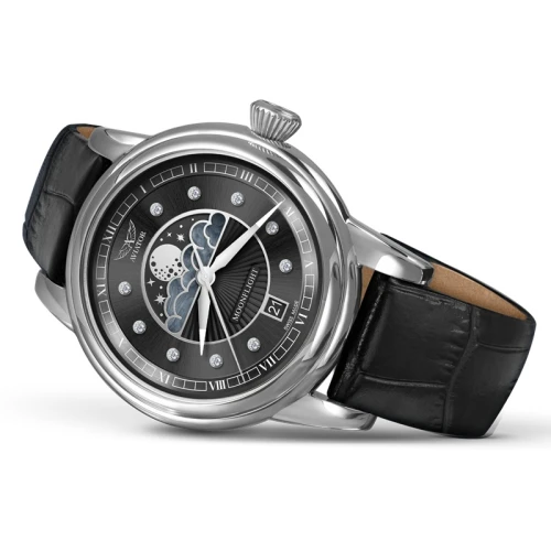 Zegarek Aviator Douglas Moonflight Black Diamonds V.1.33.0.381.4 (V13303814)