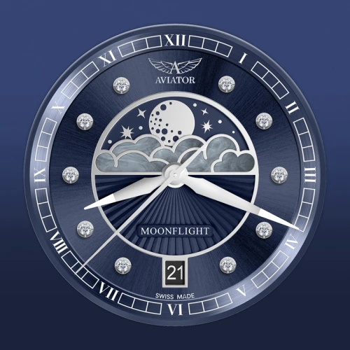 Zegarek Aviator Douglas Moonflight Diamond Limited Edition V.1.33.0.379.4 (V13303794)