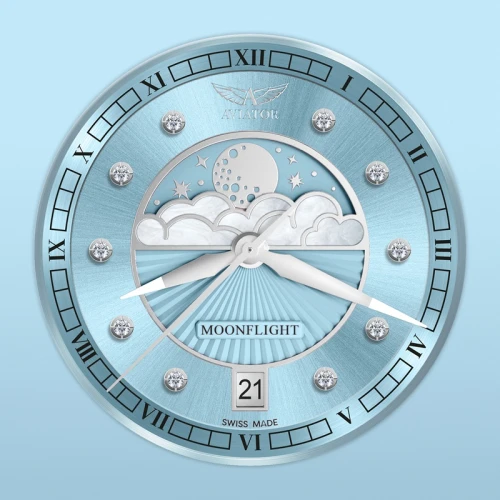 Zegarek Aviator Douglas Moonflight Ice Blue Diamond Limited Edition V.1.33.0.359.4 (V13303594)
