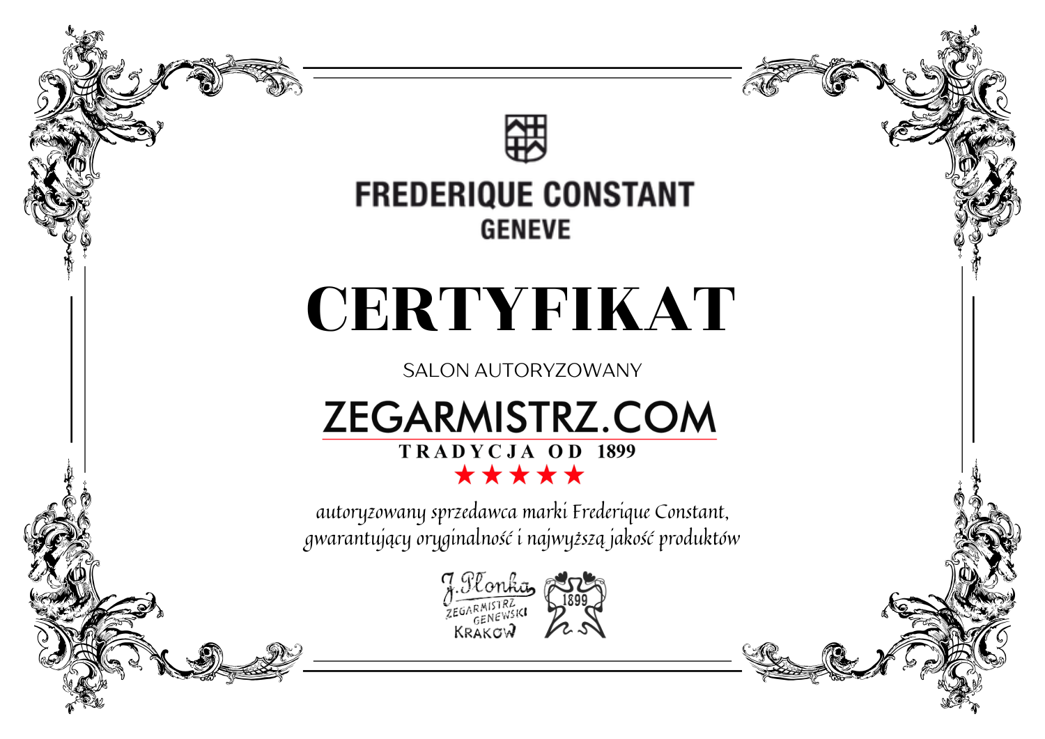 FREDERIQUE CONSTANT ZEGARMISTRZ AUTORYZOWANY