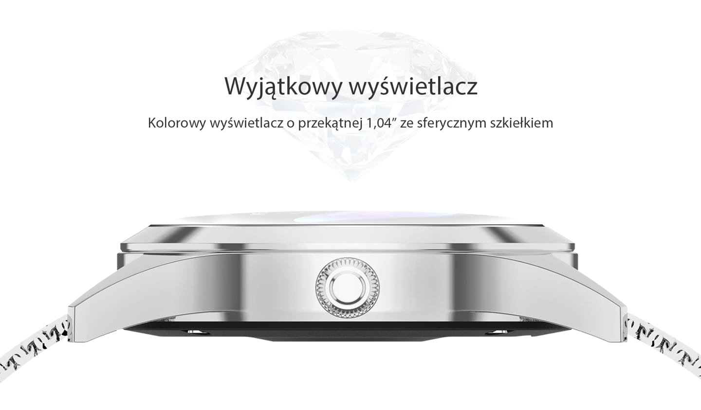 Zegarek RUBICON SMARTWATCH Damski Bluetooth srebrny na białym pasku